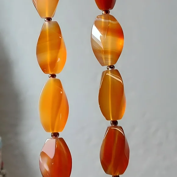 Vintage Sterling Silver Carnelian Mother Of Pearl Floral Pendant Necklace 18" - Picture 13 of 15